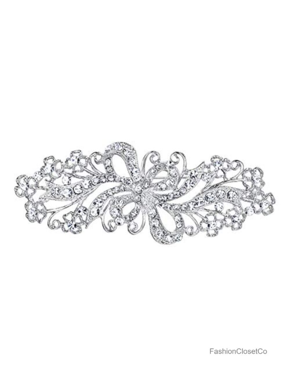 EVER FAITH Wedding Filigree Bowknot Brooch Clear Crystal for Women